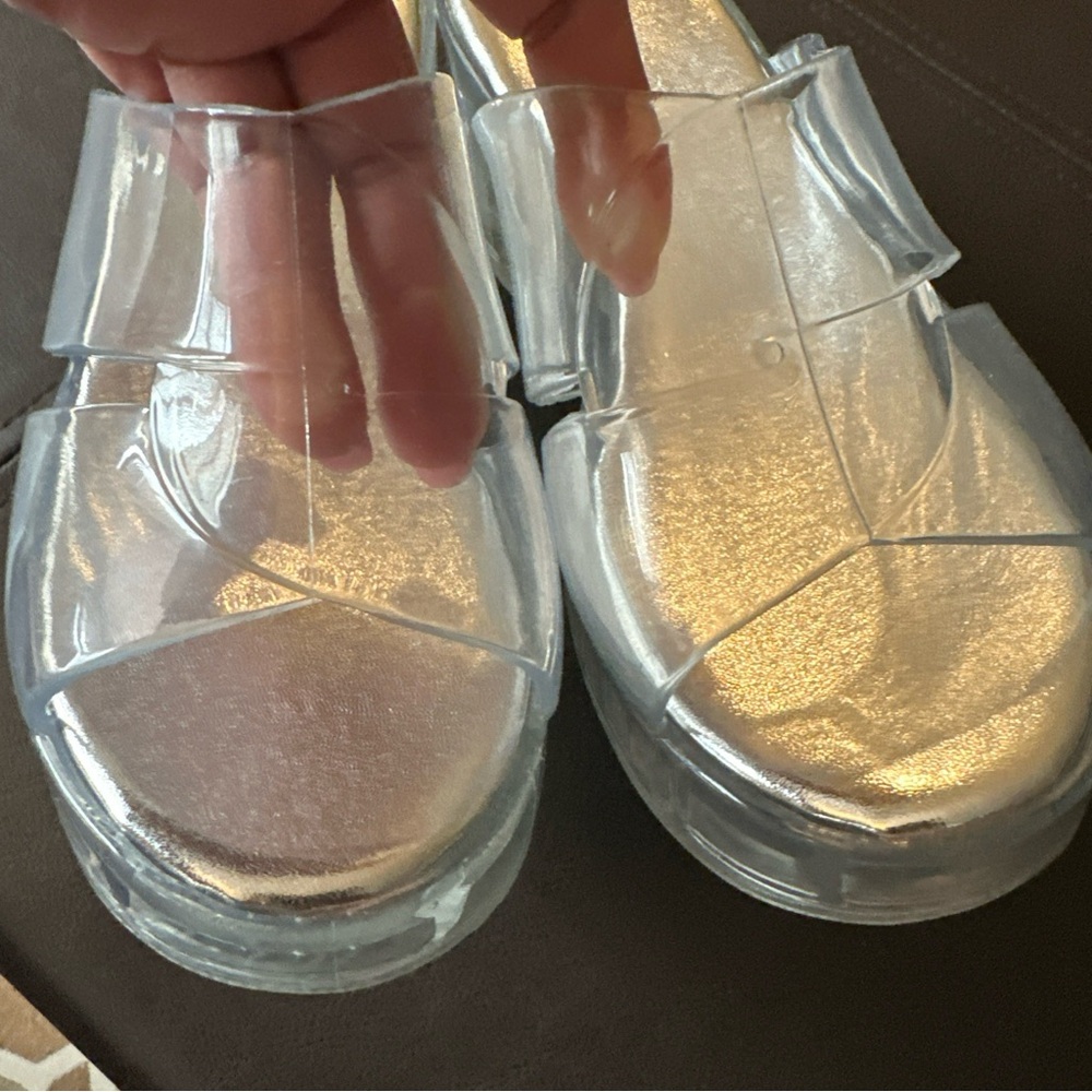 Transparent Clear Platform Wedge Slide Sandals Je… - image 7